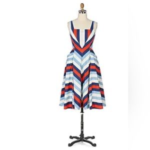 Vintage Anthropologie Maeve Umbrella Stripe Fit and Flare Dress